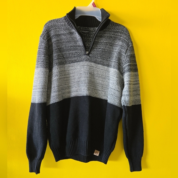 Abstract one 1/4 Quarter Zip Knit Jumper Stripe brand Sz Small - Picture 5 of 6